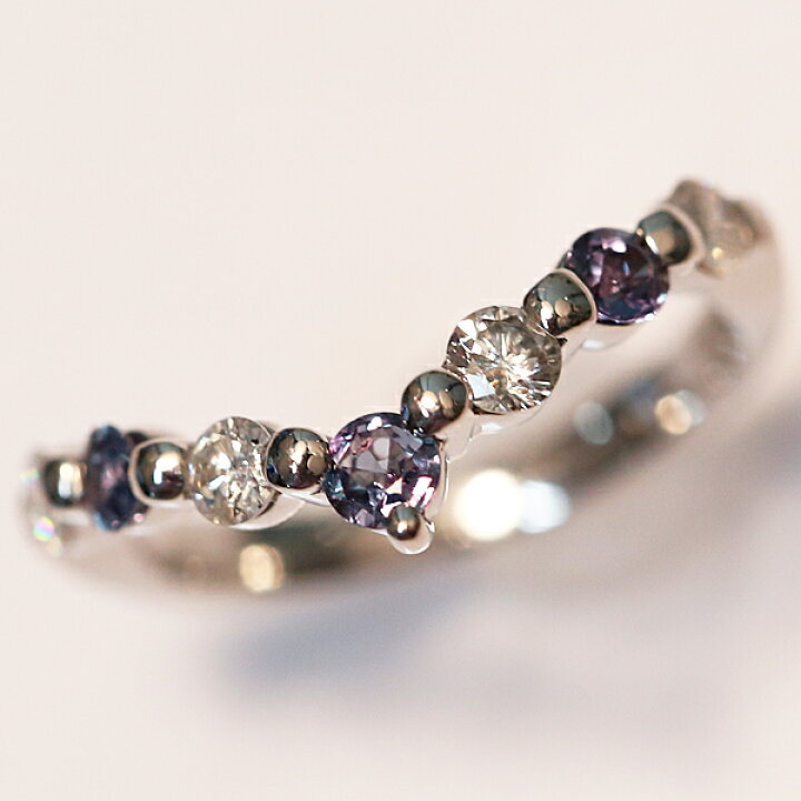 0.25ct アレキサンドライトパヴェダイヤモンドプラチナリングPT900