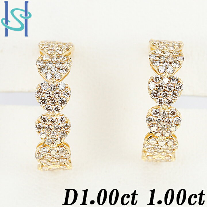 楽天市場】☆1/10 ダイヤモンド フープ ピアス 1.00ct 1.00ct K18 