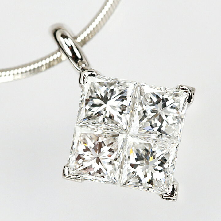 楽天市場】☆9/22 プリンセスカット ダイヤモンド ネックレス 1.08ct 