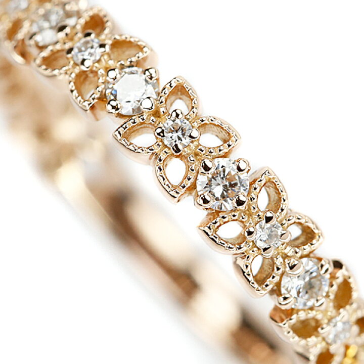 楽天市場】☆4/8 ルシエ ダイヤモンド リング 0.28ct K18PG 透かし 花 