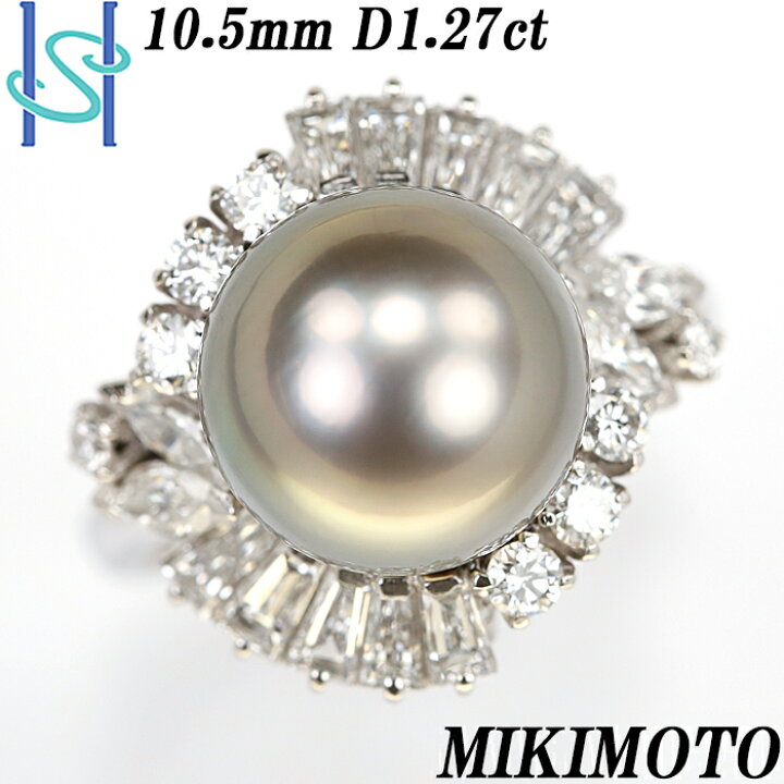 楽天市場】☆3/6 ミキモト 黒蝶パール リング 10.5mm ダイヤモンド 