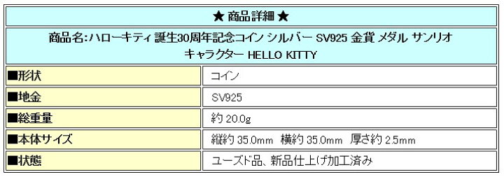 楽天市場】☆6/7 ハローキティ 誕生30周年記念コイン シルバー SV925 