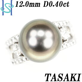 【4/18～21 FASHION SPECIAL FAIR 5%OFF】タサキ 田崎真珠 黒蝶パール リング 12.0mm ダイヤモンド 0.40ct K18 ホワイトゴールド 透かし TASAKI | 指輪 ジュエリー 宝石 レディース 18WG 南洋 タヒチ 誕生日 バースデー 記念日【中古】【SH80326】