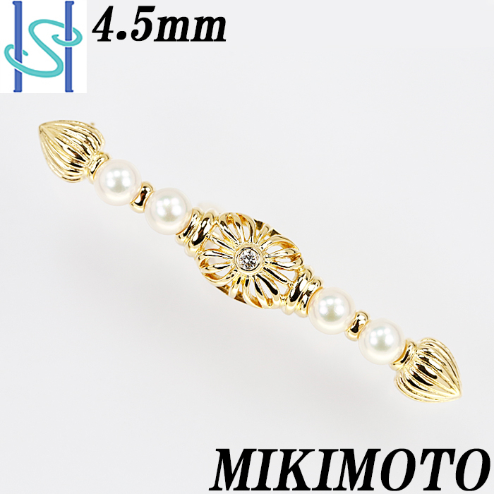 ミキモト MIKIMOTO アコヤパール 4.5mm ブローチ K18YG-