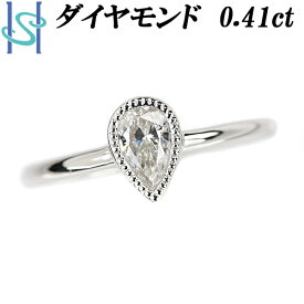 リニューアルセール【最大42%OFF&最大3万円クーポン】ペアシェイプカット ダイヤモンド リング 0.41ct Pt900 一粒石 ミル打ち ミルグレイン | ダイアモンド プラチナ デイリーユース シンプル かわいい おしゃれ カジュアル【中古】【SH108303】