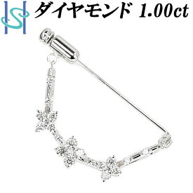 【4/18～21 FASHION SPECIAL FAIR 5%OFF】ダイヤモンド ブローチ 1.00ct K18WG 花 フラワー 植物 カーブ 揺れる ピンブローチ | 18金 ホワイトゴールド ダイアモンド デイリーユース 上品 エレガント かわいい おしゃれ【中古】【SH105572】