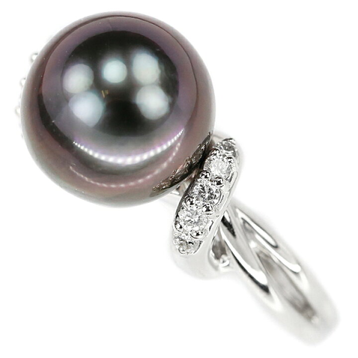 楽天市場】☆8/9 黒蝶パール リング 9.8mm ダイヤモンド 0.11ct  