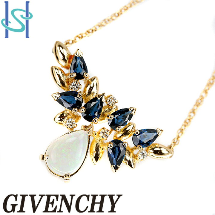 ☆5/29 ジバンシィ オパール ネックレス サファイア ダイヤモンド K18  