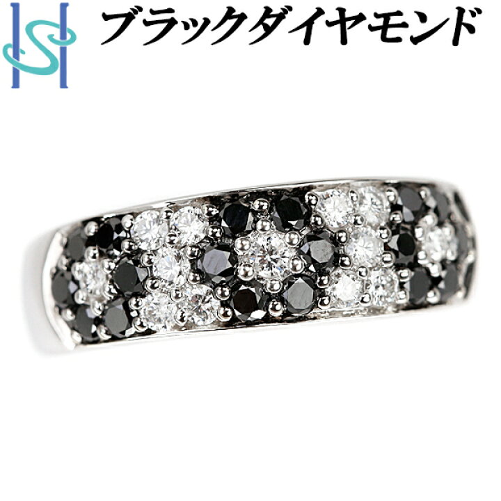 楽天市場】☆1/11 ブラックダイヤモンド リング 0.75ct K18 ホワイト  