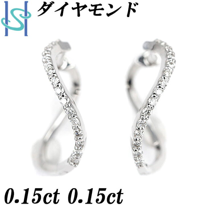楽天市場】☆3/19 ダイヤモンド フープ ピアス K18WG 0.15ct 0.15ct  