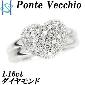 【4/24～27マラソン 最大3万円クーポン+全品ポイント5倍】ポンテヴェキオ ダイヤモンド リング 1.16ct K18WG ハート ブランド Ponte Vecchio | 18金 ダイアモンド ゴージャス 豪華 華やか かわいい おしゃれ【中古】【SH97385】