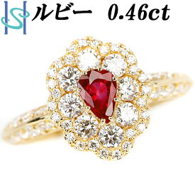 楽天スーパーSALE【最大33%OFF&全品5倍&最大3万円クーポン】ルビー リング 0.46ct ダイヤモンド K18YG ペアシェイプ | 18金 ダイアモンド ゴージャス 豪華 華やか かわいい おしゃれ【中古】【SH97496】