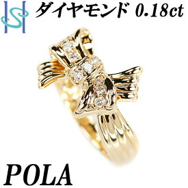 【4/18～21 FASHION SPECIAL FAIR 5%OFF】ポーラ ダイヤモンド リング 0.18ct K18YG リボン ブランド POLA | 18金 ダイアモンド デイリーユース かわいい おしゃれ クラシカル【中古】【SH108310】