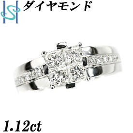 リニューアルセール【最大42%OFF&最大3万円クーポン】ダイヤモンド リング 1.12ct Pt900 ミステリーセッティング プリンセスカット ファンシーカット スクエアカット 変形カット 太め 幅広 | ダイアモンド ゴージャス 豪華 エレガント おしゃれ【中古】【SH97541】