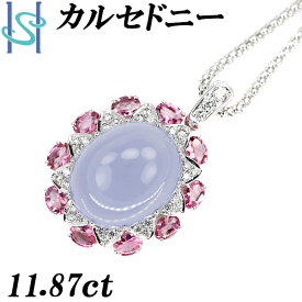 楽天スーパーSALE【最大33%OFF&全品5倍&最大3万円クーポン】カルセドニー ネックレス 11.87ct ダイヤモンド ピンクサファイア K18WG | 18金 ダイアモンド 豪華 華やか 豪華 華やか かわいい おしゃれ【中古】【SH97675】