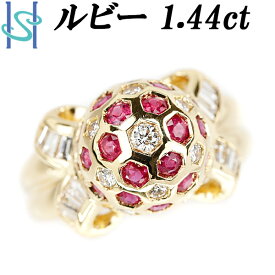 楽天スーパーSALE【最大33%OFF&全品5倍&最大3万円クーポン】ルビー リング 1.44ct ダイヤモンド K18YG テーパーカット ファンシーカット 変形カット ドーム | 18金 ダイアモンド ゴージャス 豪華 華やか かわいい おしゃれ 個性的【中古】【SH100019】