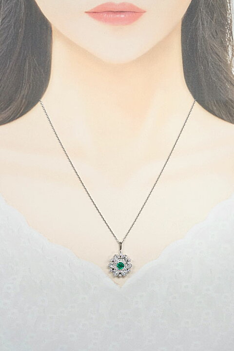 楽天市場】ミキモト エメラルド ネックレス 0.67ct ダイヤモンド Pt900  