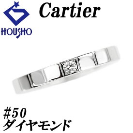 特大サマーセール【最大44%OFF&最大3万円クーポン】カルティエ ダイヤモンド ラニエール リング K18ホワイトゴールド CARTIER #50 ロゴ 1P 【中古】【900815】