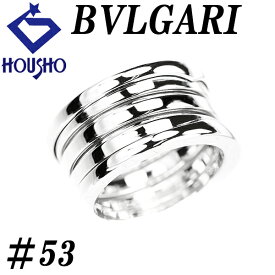 【8/1限定 全品ポイント5倍+FASHION SPECIAL FAIR 5%OFF】ブルガリ ビーゼロワン リング K18ホワイトゴールド BVLGARI 4バンド #53 Bzero1 B-zero1 幅広 太め 地金のみ 石なし 【中古】【901218】