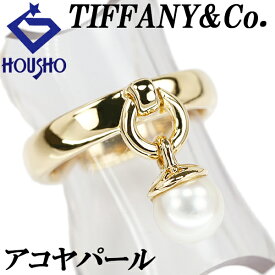 【8/4〜8/11マラソン 最大3万円クーポン+全品ポイント5倍】ティファニー アコヤ真珠 ドアノック リング K18イエローゴールド TIFFANY&Co. 一粒パール 揺れる 【中古】【901991】