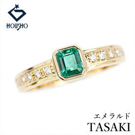 【移転OPEN記念1ヶ月連続セール第2弾 最大2万円クーポンなど】タサキ 田崎真珠 エメラルド リング ダイヤモンド K18イエローゴールド TASAKI メンズ ユニセックス 【中古】【906707】