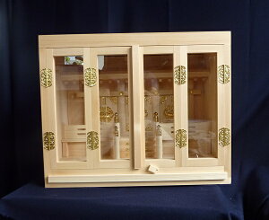 神棚 箱宮 16号 ひのき ガラス4枚扉 日本製