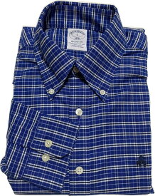 ブルックスブラザーズ 長袖 ワンポイント ボタンダウンシャツ チェック ブルー Brooks Brothers SHIRTS 025