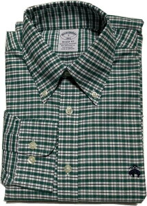 �u���b�N�X�u���U�[�Y ���� �����|�C���g �{�^���_�E���V���c �`�F�b�N �O���[�� Brooks Brothers SHIRTS 057
