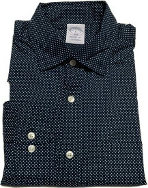 ブルックスブラザーズ 長袖 ワイドカラーシャツ ドット プリント ネイビー Brooks Brothers SHIRTS 078