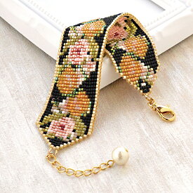 ビーズ ビーズキット デリカビーズ織りアクセサリーキット シャルダンローズ・ブレスレット ゴールド BFK-500 【メール便可】｜キット｜MIYUKI｜デリカビーズ｜ビーズ織り｜ブレスレット｜