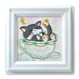 TOHO ビーズキット ミニプッシュ Cafeねこ G-433 | 子ども 子供 キッズ 小学生 インテリア 初心者 かんたん ビーズ手芸 TOHO