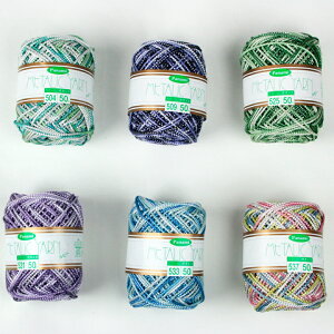 メタリックヤーンルビー6玉セットNo.5 クールカラー(スケール付) | メタリック手芸 紐手芸 子供手芸 高齢者 リハビリ手芸 クラフト