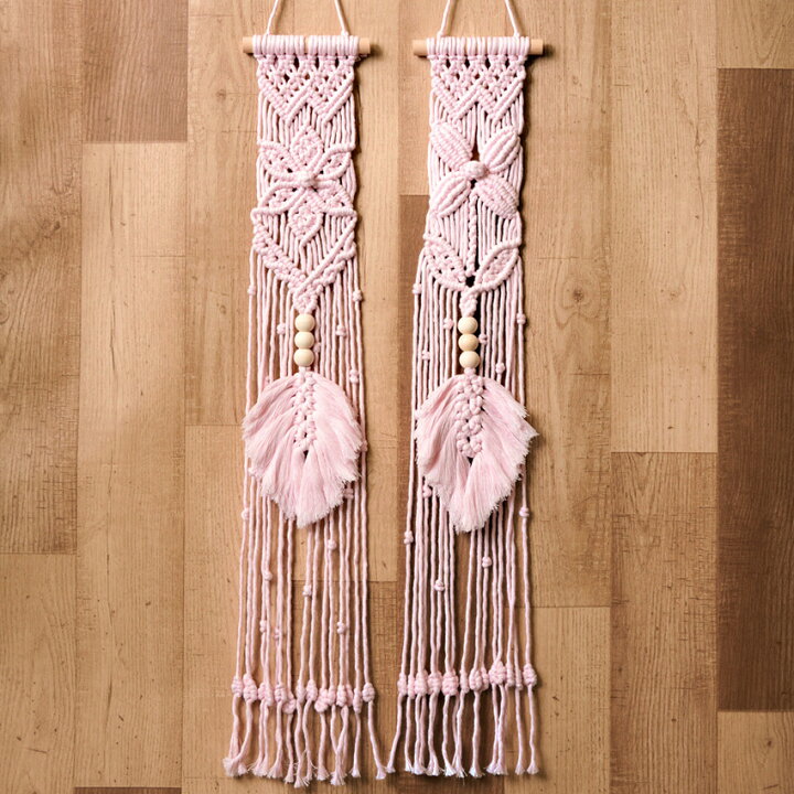 結び模様が美しいマクラメのタペストリー キット5 ボタニカル ピンク 手芸材料の通信販売 シュゲール