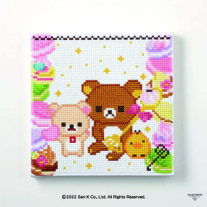 ダイヤモンドフィックス キット リラックマ Seets&Sweets DF22-RK001 / 20×20cm | 東京交易 ダイアモンドフィックス ビーズキット ビーズキャンバスアート 貼り付け インテリア フレーム 刺繍キット