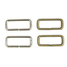 角カン 20mm 径2mm 2個入｜2cm ソーイング 副資材 かん 四角 長方形 真鍮 バッグパーツ トーカイ 金属パーツ ゴールド アンティークゴールド シルバー