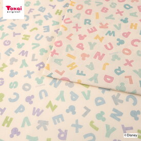 ディズニー ミッキー アルファベット シーチング 50cm単位 | 切売り 切り売り 生地 布 布地 コットン100％ Disney キャラクター ミッキーマウス スリーサークル 薄手 薄地 入園 入学 新学期 グッズ 女の子 男の子 かわいい