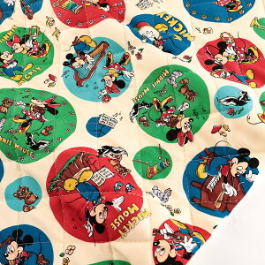 ディズニー ミッキー&ミニー レトロ柄 オックスキルト 50cm単位 | 切売り 切り売り 生地 布 布地 ミッキーマウス ミニーマウス Disney かわいい 入園 入学 キルティング キルティング生地 厚手