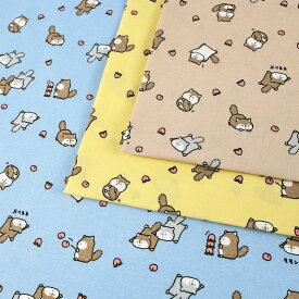 リトルアニマルワールド モモンガ シーチング 50cm単位 | 切売り 切り売り 生地 布 布地 コットン100％ いきもの 生き物柄 動物柄 アニマル柄 ユニーク ももんが 薄手 薄地 入園 入学 グッズ 新学期 通園 通学 かわいい