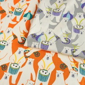 Little Zoo KUMA circus オックス 50cm単位 | 切売り 切り売り 生地 布 布地 コットン100％ 熊 くま ベア しろくま 大道芸 サーカス かわいい リトルズー 普通地 丈夫 動物柄 入園 入学 通園 通学 新学期 グッズ 大柄