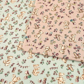 ＼入学PICK／ Petite Princess テディベア シーチング 50cm単位 | 切売り 切り売り 生地 布 布地 コットン100％ プチプリンセス くま クマ 熊 ベア テディベア 薄手 薄地 レトロ クラシカル かわいい 花柄 フラワー柄 小柄