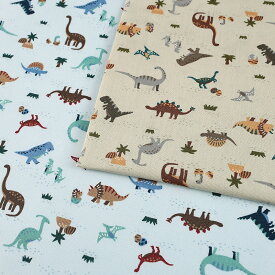 ＼入学PICK／ ほのぼの恐竜柄 シーチング 50cm単位 | 切売り 切り売り 生地 布 布地 コットン100％ きょうりゅう ダイナソー ジュラシック ニュアンスカラー くすみカラー 薄手 薄地 入園 入学 新学期 グッズ 女の子 男の子 かわいい