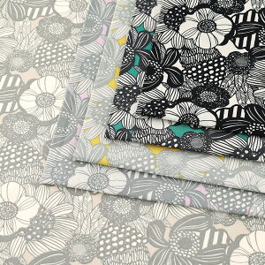 う早この布 ミニアートフラワー ブロード 50cm単位|切売り 切り売り 生地 布 布地 コットン100% うさこ 花柄 フラワー柄 フラワープリント 小花 薄手 薄地 服地 北欧風 北欧テイスト 植物 ボ