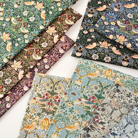 V&A Fabric Collection いちご泥棒 シーチング 50cm単位｜切売り 切り売り 生地 布 布地 英国 イギリス ロンドン ヴィクトリア&アルバート博物館 コットン100％ 薄手 薄地 服地 ウィリアムモリス 花柄 フラワー柄 植物柄 おしゃれ