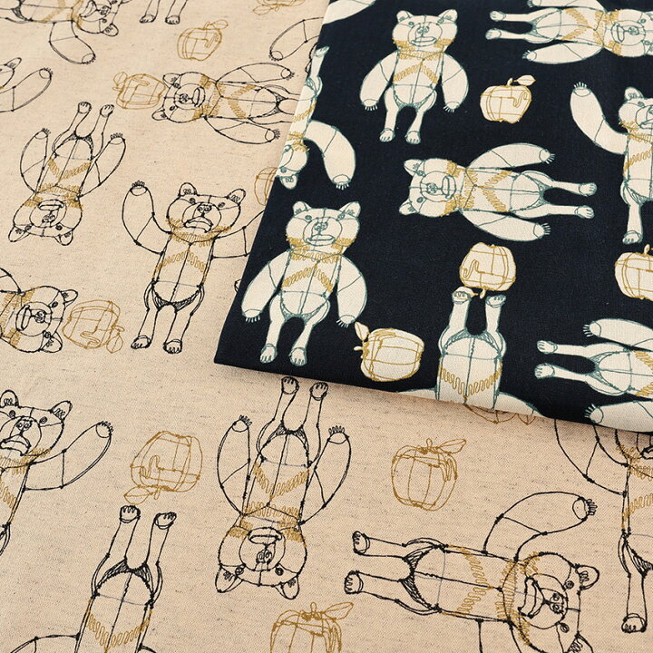 楽天市場】HAyU fabric ベア柄 綿麻キャンバス 50cm単位｜切売り  