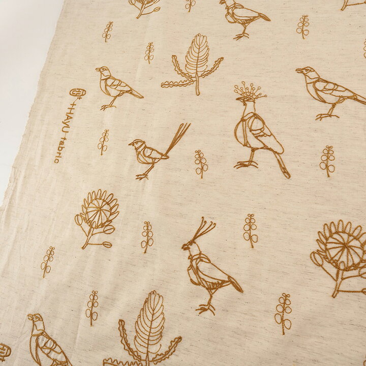 楽天市場】+HAyU fabric 刺繍 鳥柄 綿麻シーチング 50cm単位｜切売り 