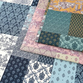 Idyllic Poem シーチング50cm単位 | 切売り 切り売り 生地 布 布地 コットン100％ おしゃれ エレガント 花柄 フラワー柄 ボタニカル柄 薄手 薄地 ダマスク柄 パッチワーク調 上品 大人っぽい