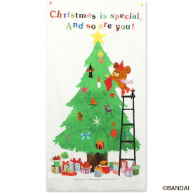 くまのがっこう クリスマスパネルオックス 108×58cm（カットクロス）｜クリスマスツリータペストリー ツリータペストリー クリスマス クリスマスツリー壁紙 写真背景 ウッド柄パネル トーカイ 生地 布 布地 くまがく