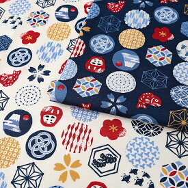 めでたい和模様 綿シャンタン 50cm単位 | 切売り 切り売り 生地 布 布地 縁起物 和風 和調 和テイスト 和柄 コットン100％ コットンシャンタン 涼しげ 薄手 薄地 座布団カバー ふろしき のれん 伝統柄 おしゃれ