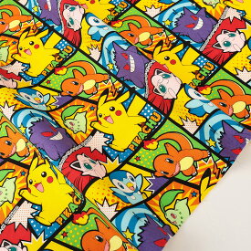 ポケットモンスター コミック柄 オックス 50cm単位 | 切売り 切り売り 生地 布 布地 キャラクター ポケモン ピカチュー ゲーム テレビ アニメ pokemon グッズ 新学期 コットン100％ 入園 入学 女の子 男の子 通園 通学 かっこいい