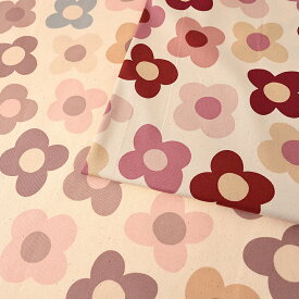 ＼入学PICK／ Retro Charm 花びら オックス 50cm単位 | 切売り 切り売り 生地 布 布地 花柄 フラワー柄 かわいい 新学期 通園 通学 グッズ 北欧テイスト 懐かしい 大柄 コットン100％ 北欧風 昭和 レトロ 入園 入学 男の子 女の子